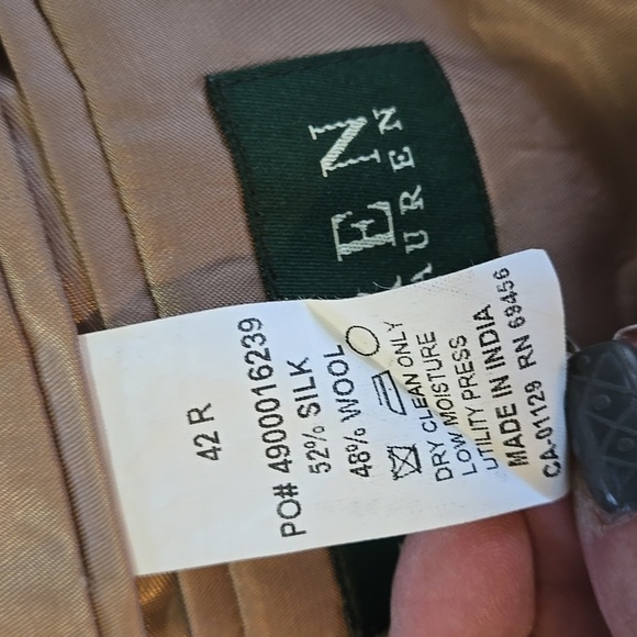 Mens 42 R Ralph Lauren Silk Wool Blend Houndstooth Suit Jacket Macys Mens Wear - Picture 9 of 13